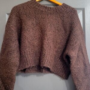Women's crop sweater in rich brown. Banana Republic. Medium. Part Alpaca Wool